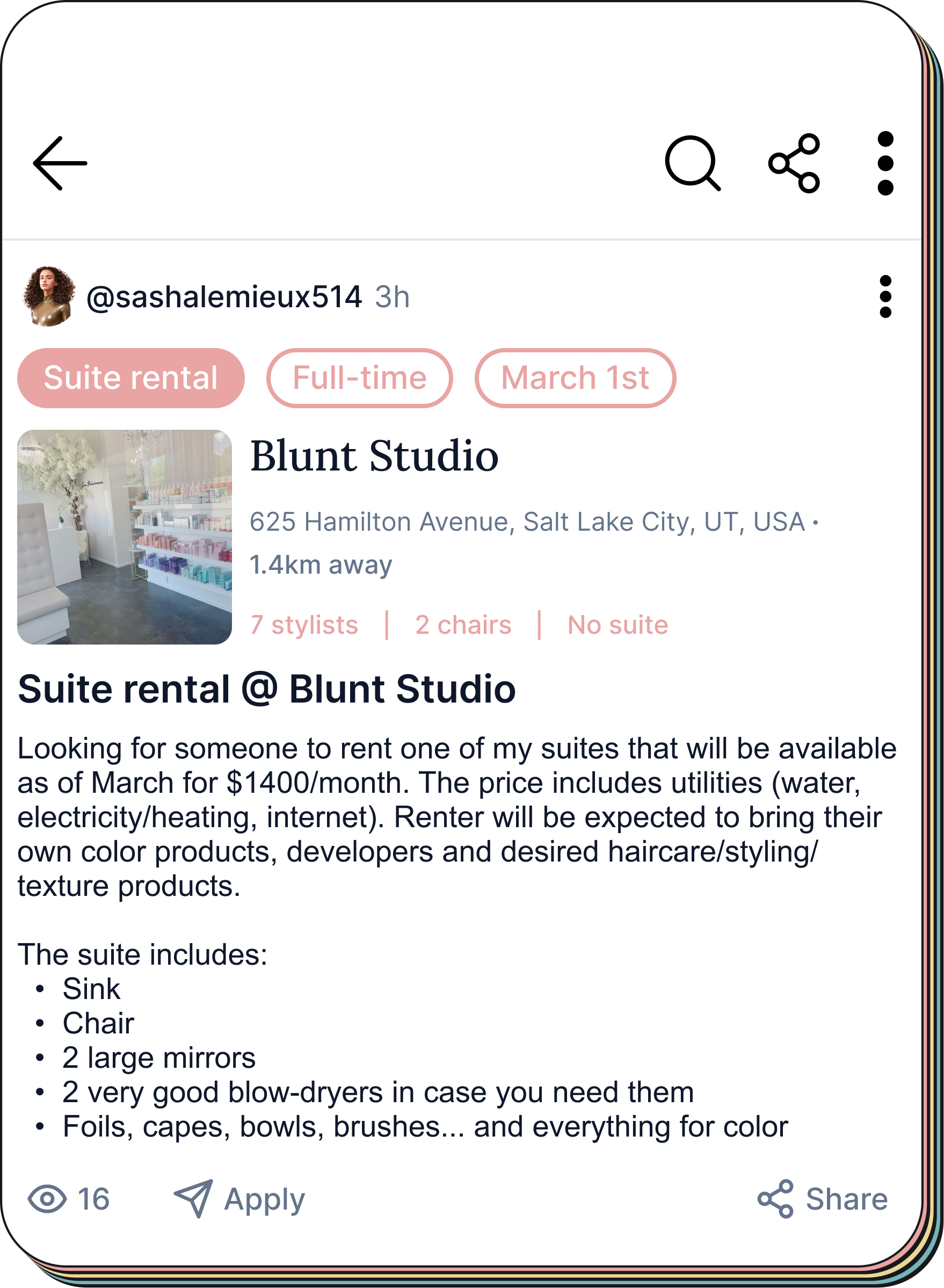 Kera community feed showing a job opening